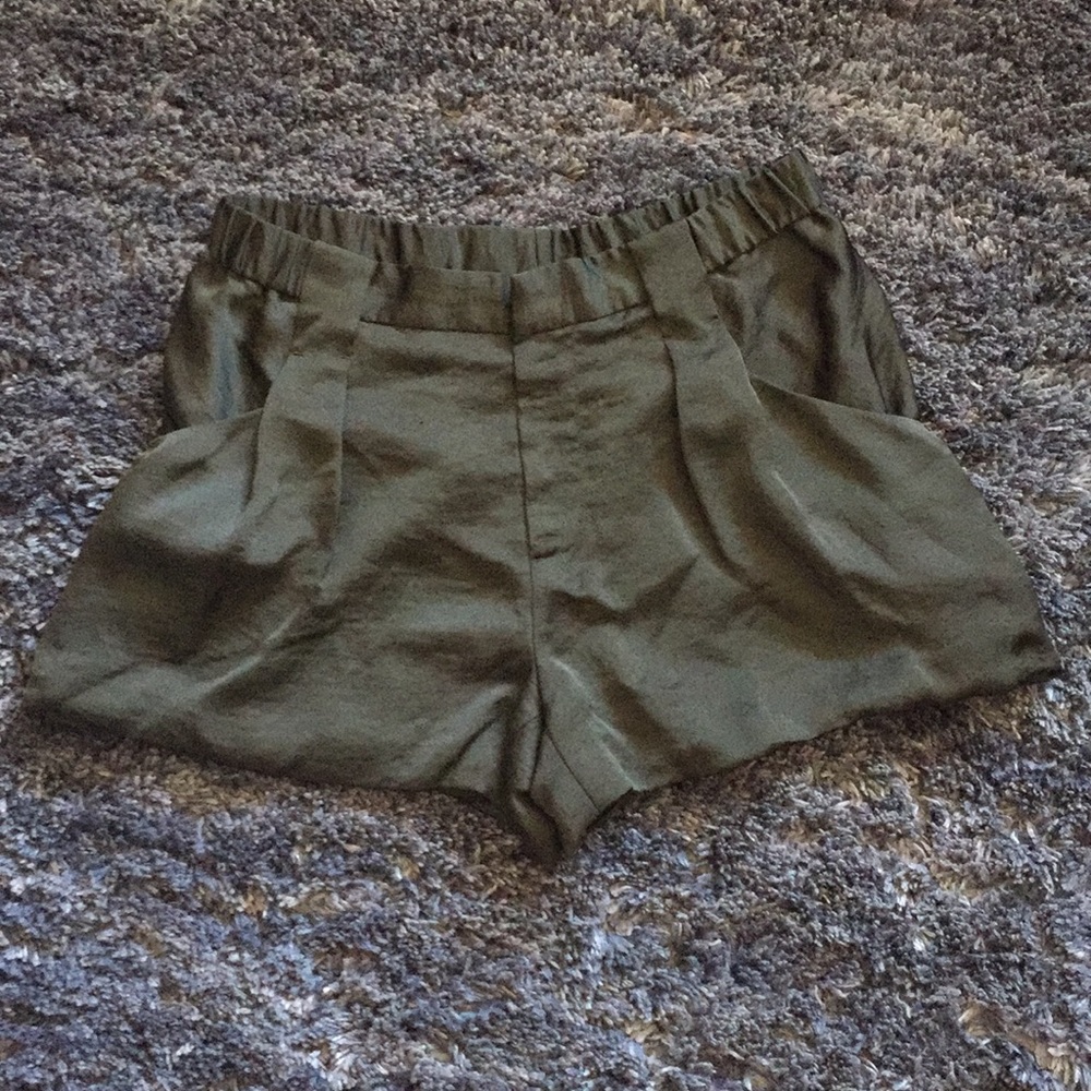Black satin shorts
